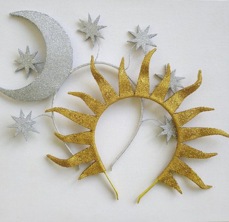 Set of Sun and Moon Headbands Halloween Crown | Etsy