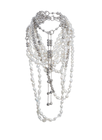 ALAÏA - PEARLS LONG NECKLACE IN MOTHER OF PEARL AND BRASS