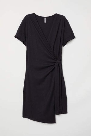 Short Wrap Dress - Black