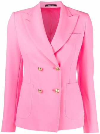Shop pink Tagliatore double-breasted cupro blazer with Express Delivery - Farfetch