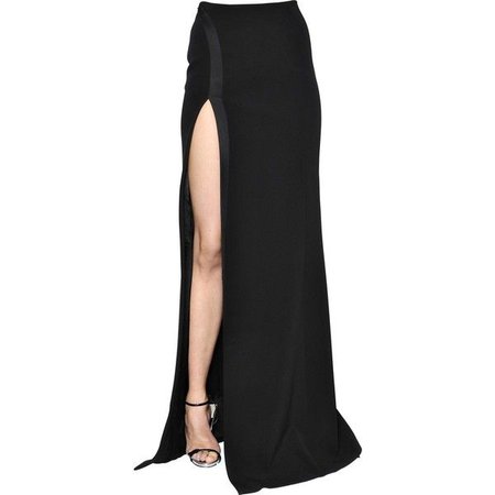 long slit black skirt