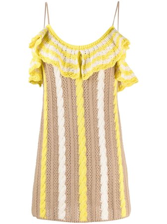 MSGM cable-knit ruffled mini dress - FARFETCH