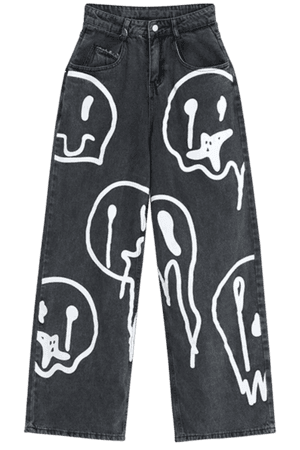 DR4IN G1RL distorted happy graffiti face motif | alt outfits & fashion – noxexit