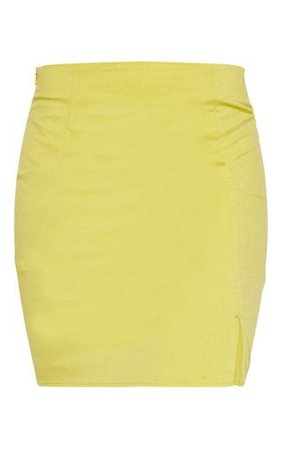 Lime Linen Feel Split Front Mini Skirt | PrettyLittleThing