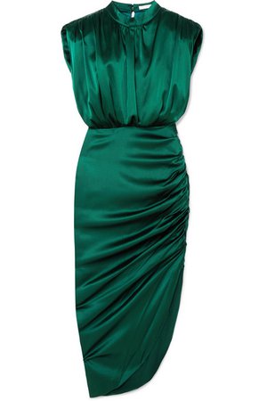 Veronica Beard | Kendall gathered stretch-silk satin dress | NET-A-PORTER.COM