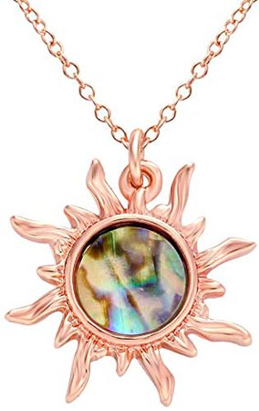 Amazon.com: MANZHEN Gold Tone Fashion Sun Sunflower Pendant Natural Abalone Shell Charm Necklace for Women(Gold): Jewelry