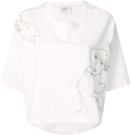 embroidered cropped T-shirt