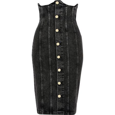 Black high corset waisted denim skirt | River Island
