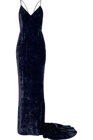 Midnight blue Open-back velvet gown | Sale up to 70% off | THE OUTNET | STELLA McCARTNEY | THE OUTNET