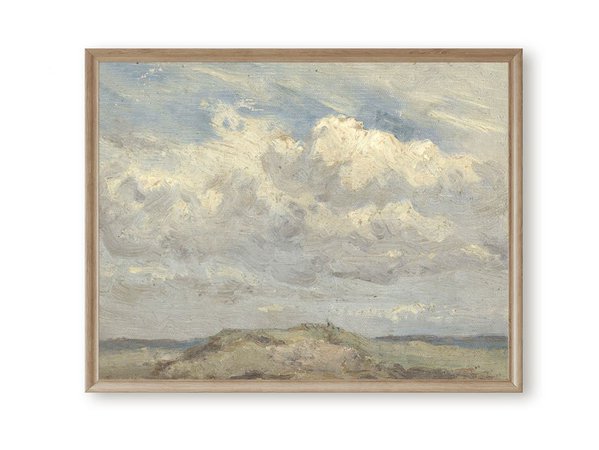 Downloadable cloud art print Minimalist landscape oil | Etsy