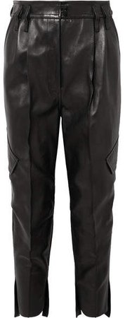 Leather Cargo Pants - Black
