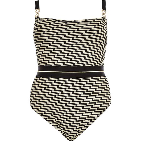 Plus black zig zag square neck swimsuit - Swimsuits - Swimwear & Beachwear - women