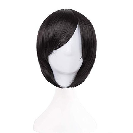 Amazon.com : Short Black Bob Wig with Bangs for Women Straight Cosplay Wig 12 Inch Natural Looking As Real Hair BU029BK : Beauty
