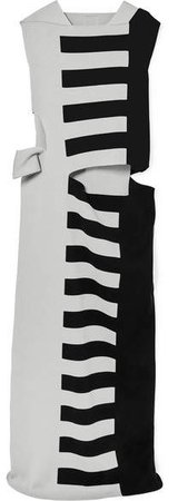 Abito Cutout Striped Silk Maxi Dress - Black