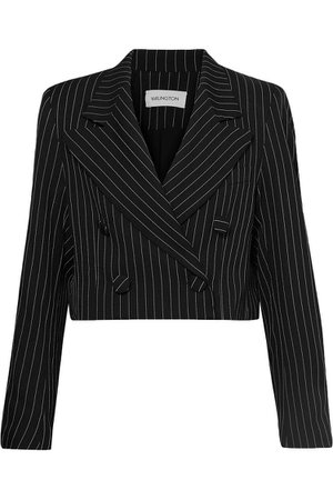 Black Cropped pinstriped twill blazer | Sale up to 70% off | THE OUTNET | 16ARLINGTON | THE OUTNET
