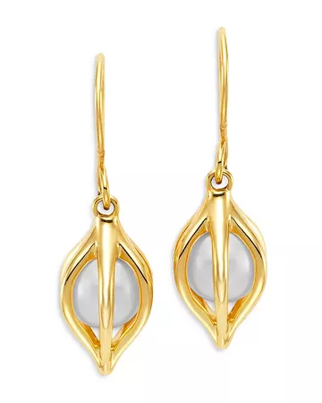 Bloomingdale's Cultured Freshwater Pearl Tulip Drop Earrings in 14K Yellow Gold - 100% Exclusive | Bloomingdale's