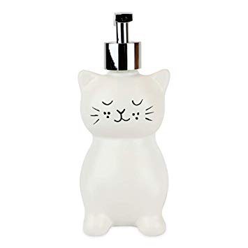 Isaac Jacobs White Ceramic Cat, Liquid Soap Pump/Lotion Dispenser with Chrome Metal Pump (Holds Up to 12 Oz) - Great for Bathroom, Kitchen Countertop, Bath Accessory (Cat): Amazon.ca: Home & Kitchen