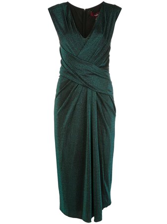 Green Sies Marjan Metallic Wrap Dress | Farfetch.com