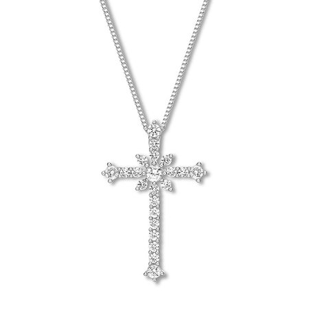 Cross Necklace Lab-Created White Sapphires Sterling Silver | Kay