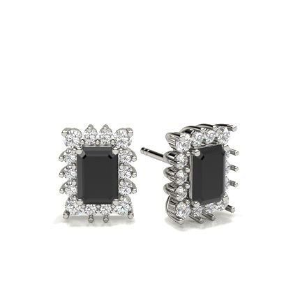 Buy 4 Prong Setting Black Diamond Halo Stud Earrings Online - Diamonds Factory Ireland