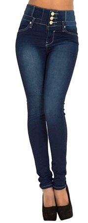 GALMINT Women's Juniors High Rise Irresistible Jegging Pull-On Stretch Skinny Jeans (14, Blue) at Amazon Women's Jeans store