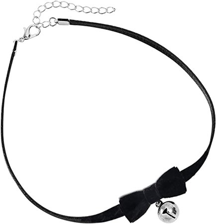 Amazon.com: AnVei-Nao Vintage Lolita Cosplay Gothic Black Velvet Bow Bell Choker Necklace Silver: Clothing