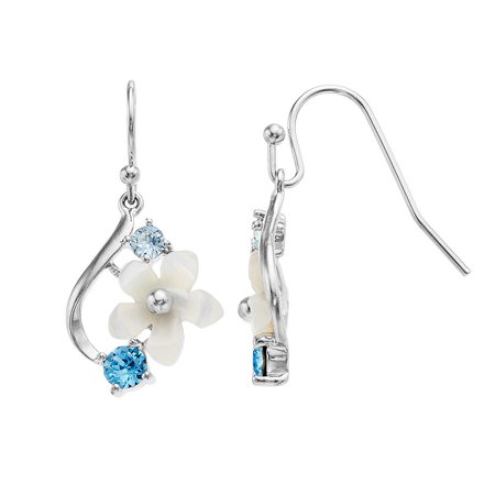 Brilliance Mother of Pearl Flower Drop Earrings with Swarovski Crystals