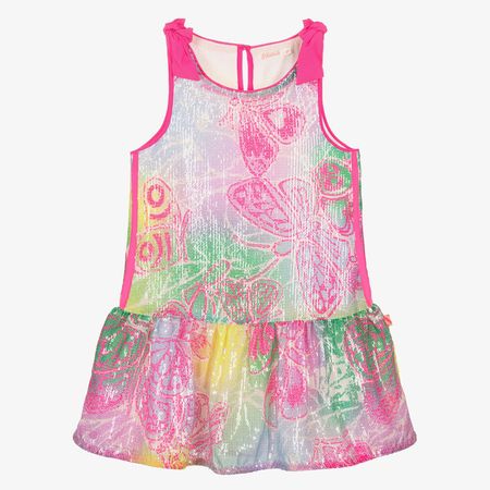 Billieblush - Girls Pink Sequinned Butterfly Dress | Childrensalon Outlet