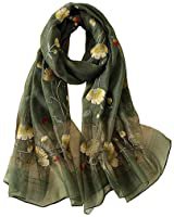 100% Pure Mulberry Silk Scarf for Hair-27''x27''- Women Men Neck Scarves- Digital Printed Headscarf (Beige& Coffee) at Amazon Women’s Clothing store
