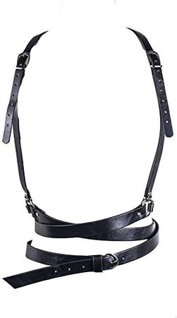 Wyenliz Women's Waist Belts Punk Harajuku Faux Leather Harness Straps Adjustable at Amazon Women’s Clothing store
