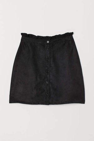 Faux Suede Skirt - Black