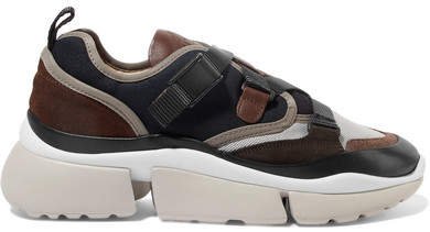 Sonnie Canvas, Mesh, Suede And Leather Sneakers - Brown
