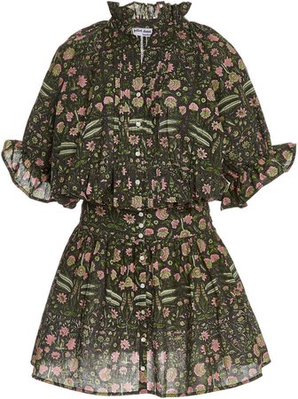 Belted Floral Cotton Mini Dress
