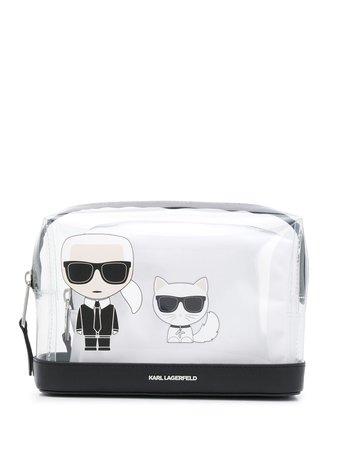 Shop white Karl Lagerfeld K/Ikonik transparent make-up pouch with Express Delivery - Farfetch