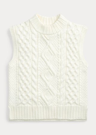 Aran-Knit Sleeveless Sweater
