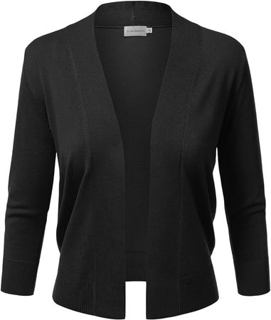 JJ Perfection Casual Crop Open Front Knit Cardigan 3/4 Sleeve Cropped Cardigan Basic Sweater Jacket for Womens with Plus Size at Amazon Women’s Clothing store