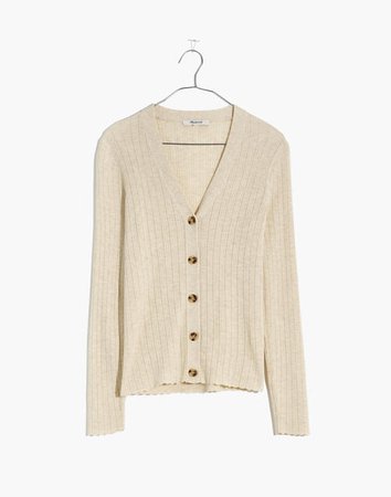 Pointelle Ribbed Cardigan Sweater
