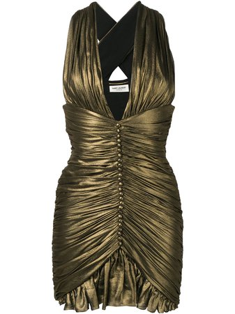 Saint Laurent Gathered Dress In Crepe Chiffon Ss19 | Farfetch.com