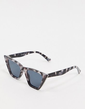 ASOS DESIGN square cat eye sunglasses with bevel detail in gray tort | ASOS