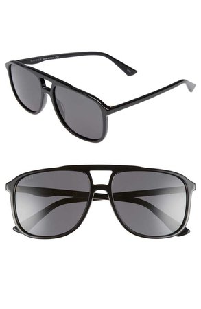 Gucci '80s Monocolor 58mm Aviator Sunglasses | Nordstrom