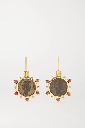 Gold Empress 18-karat gold, citrine and garnet earrings | Dubini | NET-A-PORTER