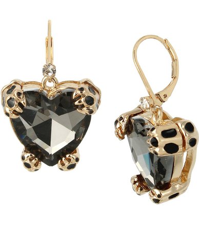 Betsey Johnson leopard heart drop earrings