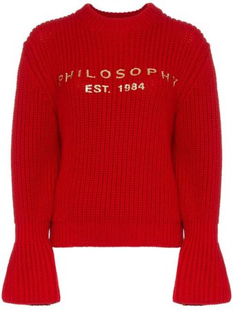 Philosophy Di Lorenzo Serafini red logo wool jumper