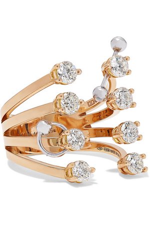 Delfina Delettrez | 18-karat rose and white gold diamond ring | NET-A-PORTER.COM