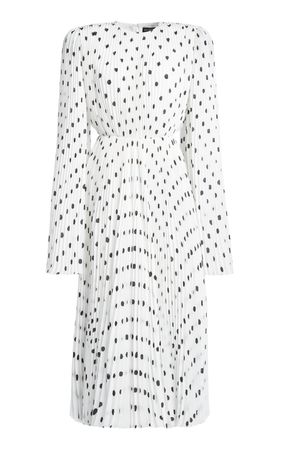 Balenciaga Pleated Hand-Drawn Polka-Dot Crepe Dress By Balenciaga | Moda Operandi