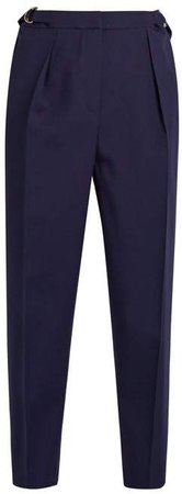 Surikov Wool Blend Cropped Trousers - Womens - Navy