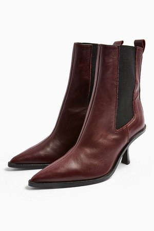 MADRID Leather Burgundy Chelsea Boots | Topshop