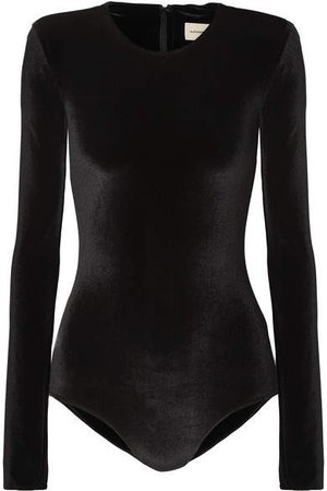 Stretch-velvet Bodysuit - Black