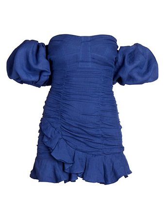 Isabel Marant Jasmine Off-The-Shoulder Puff-Sleeve Dress | SaksFifthAvenue