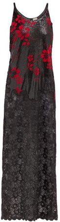 Floral Chainmail Dress - Womens - Black Red